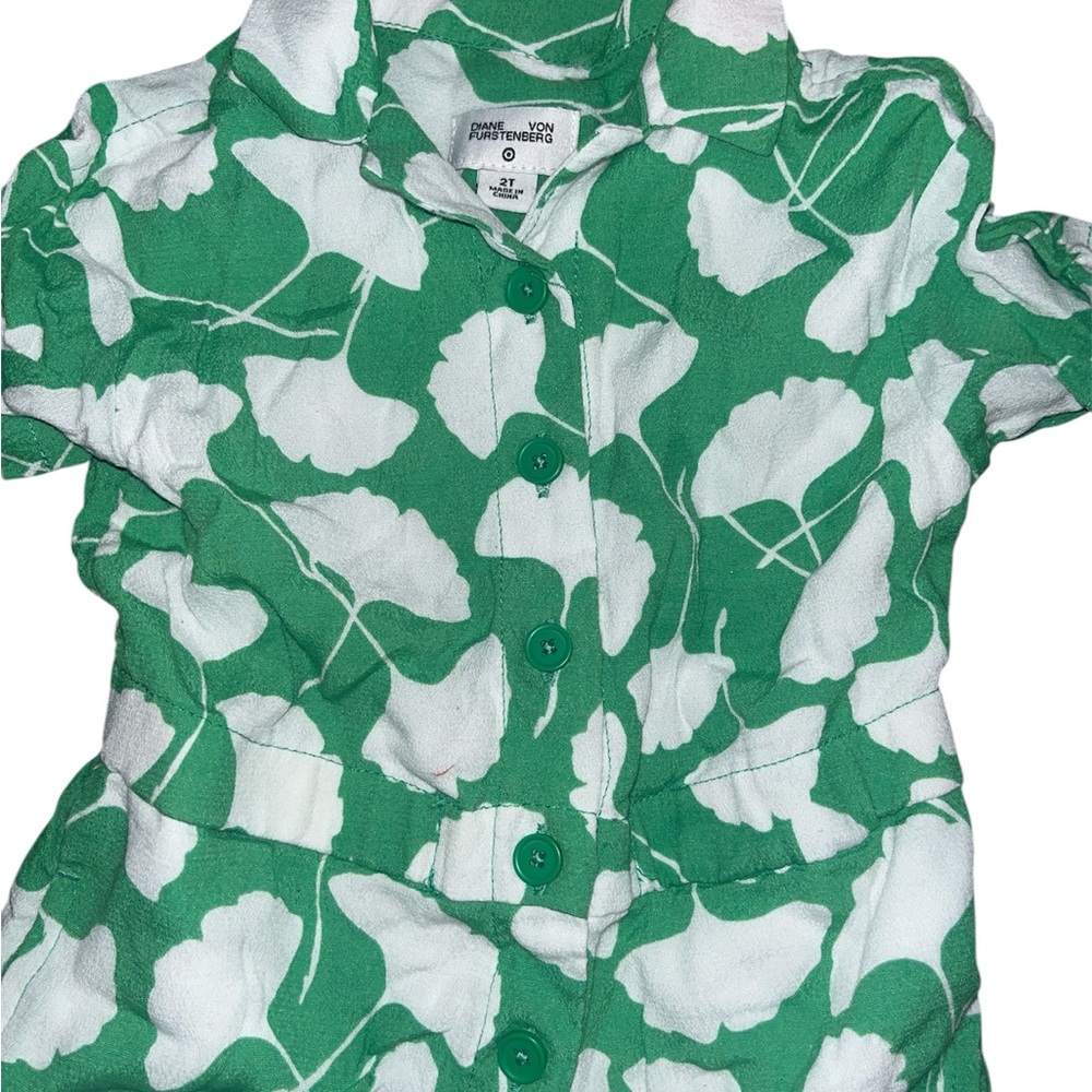 Diane Von Furstenberg Kids jumpsuit Ginkgo Green Leaf 2T - Picture 3 of 7
